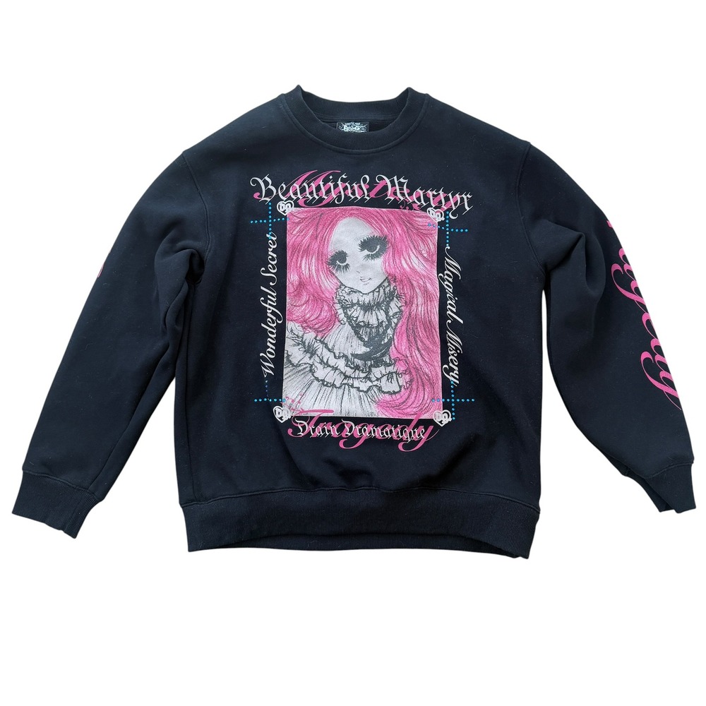 Bladee Beautiful Martyr Sweatshirt Crewneck Drain Gang Large Black Rhinestone